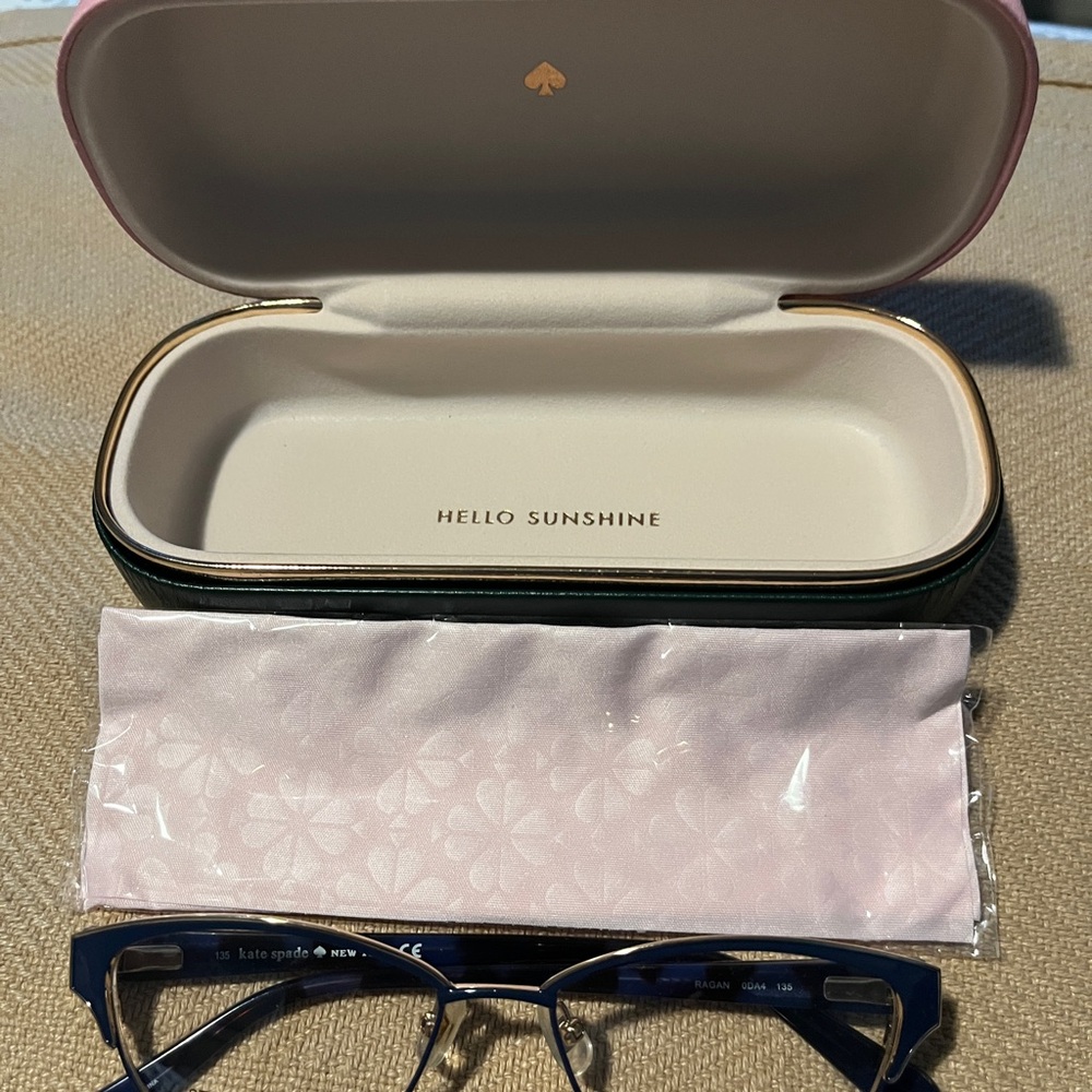 Kate Spade Blue Half-Rim Glasses with Case NWOT